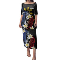 Personalized Philippines Tribal Family Matching Puletasi and Hawaiian Shirt Tropical Waves - Plumeria