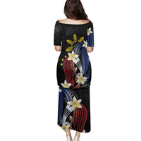 Personalized Philippines Tribal Family Matching Puletasi and Hawaiian Shirt Tropical Waves - Plumeria