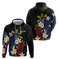 Personalized Philippines Tribal Hoodie Tropical Waves - Plumeria