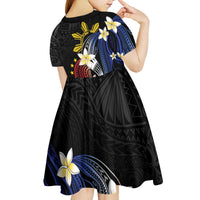 Personalized Philippines Tribal Kid Short Sleeve Dress Tropical Waves - Plumeria LT7 - Polynesian Pride