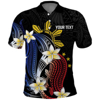 Personalized Philippines Tribal Polo Shirt Tropical Waves - Plumeria