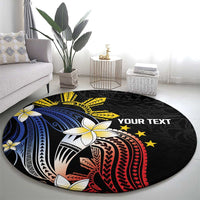 Personalized Philippines Tribal Round Carpet Tropical Waves - Plumeria LT7 - Polynesian Pride