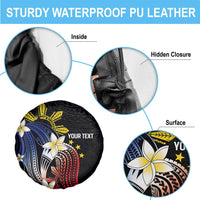 Personalized Philippines Tribal Spare Tire Cover Tropical Waves - Plumeria