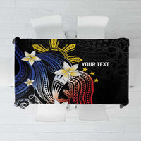 Personalized Philippines Tribal Tablecloth Tropical Waves - Plumeria