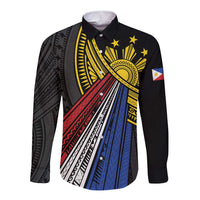 Philippines Sun Long Sleeve Button Shirt Pasifika Tribal Style