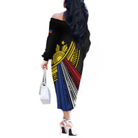 Philippines Sun Off The Shoulder Long Sleeve Dress Pasifika Tribal Style LT7 - Polynesian Pride