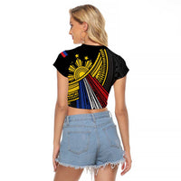 Philippines Sun Raglan Cropped T Shirt Pasifika Tribal Style