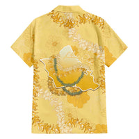 Hawaii Oahu Island Flowers Lei Family Matching Puletasi and Hawaiian Shirt Yellow Ilima Mix Plumeria