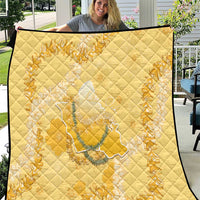 Hawaii Oahu Island Flowers Lei Quilt Yellow Ilima Mix Plumeria LT7 Yellow - Polynesian Pride