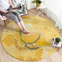 Hawaii Oahu Island Flowers Lei Round Carpet Yellow Ilima Mix Plumeria LT7 - Polynesian Pride