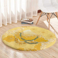 Hawaii Oahu Island Flowers Lei Round Carpet Yellow Ilima Mix Plumeria LT7 - Polynesian Pride