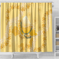 Hawaii Oahu Island Flowers Lei Shower Curtain Yellow Ilima Mix Plumeria