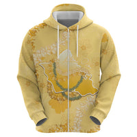 Hawaii Oahu Island Flowers Lei Zip Hoodie Yellow Ilima Mix Plumeria