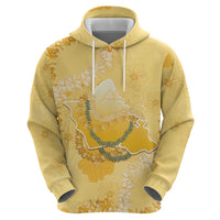 Hawaii Oahu Island Flowers Lei Zip Hoodie Yellow Ilima Mix Plumeria