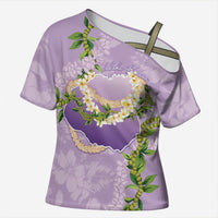 Hawaii Kauai Island Flowers Lei Cross Shoulder Shirt Mokihana Lei LT7 Female Lavender - Polynesian Pride