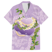 Hawaii Kauai Island Flowers Lei Family Matching Tank Maxi Dress and Hawaiian Shirt Mokihana Lei