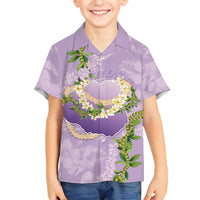 Hawaii Kauai Island Flowers Lei Kid Hawaiian Shirt Mokihana Lei LT7 Kid Lavender - Polynesian Pride