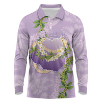 Hawaii Kauai Island Flowers Lei Long Sleeve Polo Shirt Mokihana Lei