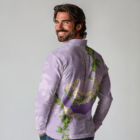 Hawaii Kauai Island Flowers Lei Long Sleeve Polo Shirt Mokihana Lei