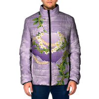 Hawaii Kauai Island Flowers Lei Padded Jacket Mokihana Lei LT7 Men Lavender - Polynesian Pride