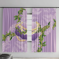 Hawaii Kauai Island Flowers Lei Window Curtain Mokihana Lei LT7 With Hooks Lavender - Polynesian Pride