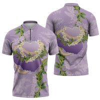 Hawaii Kauai Island Flowers Lei Zipper Polo Shirt Mokihana Lei