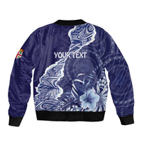 Fiji Queen Victoria School Personalised Sleeve Zip Bomber Jacket Masi Tapa Torn Style