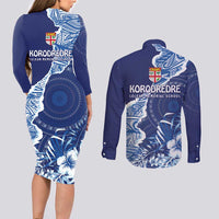 Fiji Lelean Memorial School Personalised Couples Matching Long Sleeve Bodycon Dress and Long Sleeve Button Shirt Korodredre Davuilevu Masi Mix Style