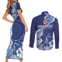 Fiji Lelean Memorial School Personalised Couples Matching Short Sleeve Bodycon Dress and Long Sleeve Button Shirt Korodredre Davuilevu Masi Mix Style
