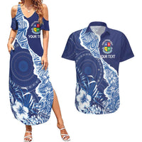 Fiji Lelean Memorial School Personalised Couples Matching Summer Maxi Dress and Hawaiian Shirt Korodredre Davuilevu Masi Mix Style