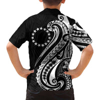 Kia Orana Cook Islands Family Matching Off The Shoulder Long Sleeve Dress and Hawaiian Shirt Kerekere Plumeria Tropical Waves - Polynesian Pride