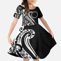 Kia Orana Cook Islands Family Matching Off The Shoulder Long Sleeve Dress and Hawaiian Shirt Kerekere Plumeria Tropical Waves - Polynesian Pride