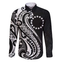 Kia Orana Cook Islands Family Matching Off The Shoulder Long Sleeve Dress and Hawaiian Shirt Kerekere Plumeria Tropical Waves - Polynesian Pride