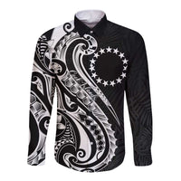 Kia Orana Cook Islands Long Sleeve Button Shirt Kerekere Plumeria Tropical Waves - Polynesian Pride