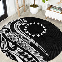 Kia Orana Cook Islands Round Carpet Kerekere Plumeria Tropical Waves - Polynesian Pride