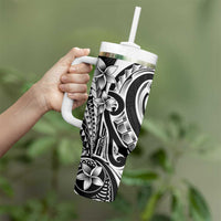 Kia Orana Cook Islands Tumbler With Handle Kerekere Plumeria Tropical Waves - Polynesian Pride