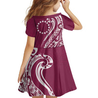 Kia Orana Cook Islands Family Matching Off Shoulder Maxi Dress and Hawaiian Shirt Maroon Plumeria Tropical Waves - Polynesian Pride