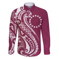 Kia Orana Cook Islands Family Matching Tank Maxi Dress and Hawaiian Shirt Maroon Plumeria Tropical Waves - Polynesian Pride