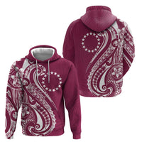 Kia Orana Cook Islands Hoodie Maroon Plumeria Tropical Waves - Polynesian Pride