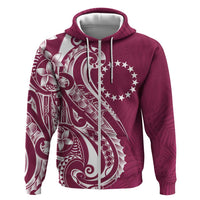 Kia Orana Cook Islands Hoodie Maroon Plumeria Tropical Waves - Polynesian Pride