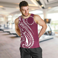 Kia Orana Cook Islands Men Tank Top Maroon Plumeria Tropical Waves - Polynesian Pride