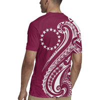 Kia Orana Cook Islands Rugby Jersey Maroon Plumeria Tropical Waves - Polynesian Pride