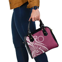 Kia Orana Cook Islands Shoulder Handbag Maroon Plumeria Tropical Waves - Polynesian Pride