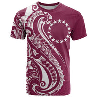 Kia Orana Cook Islands T Shirt Maroon Plumeria Tropical Waves LT7 Maroon - Polynesian Pride