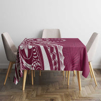 Kia Orana Cook Islands Tablecloth Maroon Plumeria Tropical Waves - Polynesian Pride