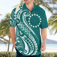 Kia Orana Cook Islands Hawaiian Shirt Teal Plumeria Tropical Waves - Polynesian Pride