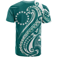 Kia Orana Cook Islands T Shirt Teal Plumeria Tropical Waves - Polynesian Pride