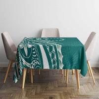 Kia Orana Cook Islands Tablecloth Teal Plumeria Tropical Waves - Polynesian Pride