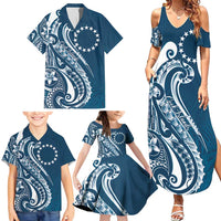 Kia Orana Cook Islands Family Matching Summer Maxi Dress and Hawaiian Shirt Auika Plumeria Tropical Waves - Polynesian Pride