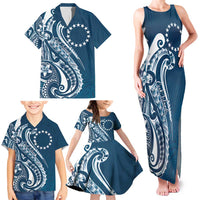 Kia Orana Cook Islands Family Matching Tank Maxi Dress and Hawaiian Shirt Auika Plumeria Tropical Waves - Polynesian Pride
